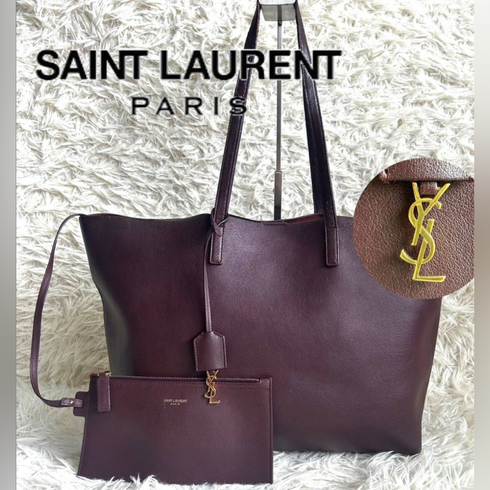 Saint Laurent Toy Shopping Leather Tote with pouch
